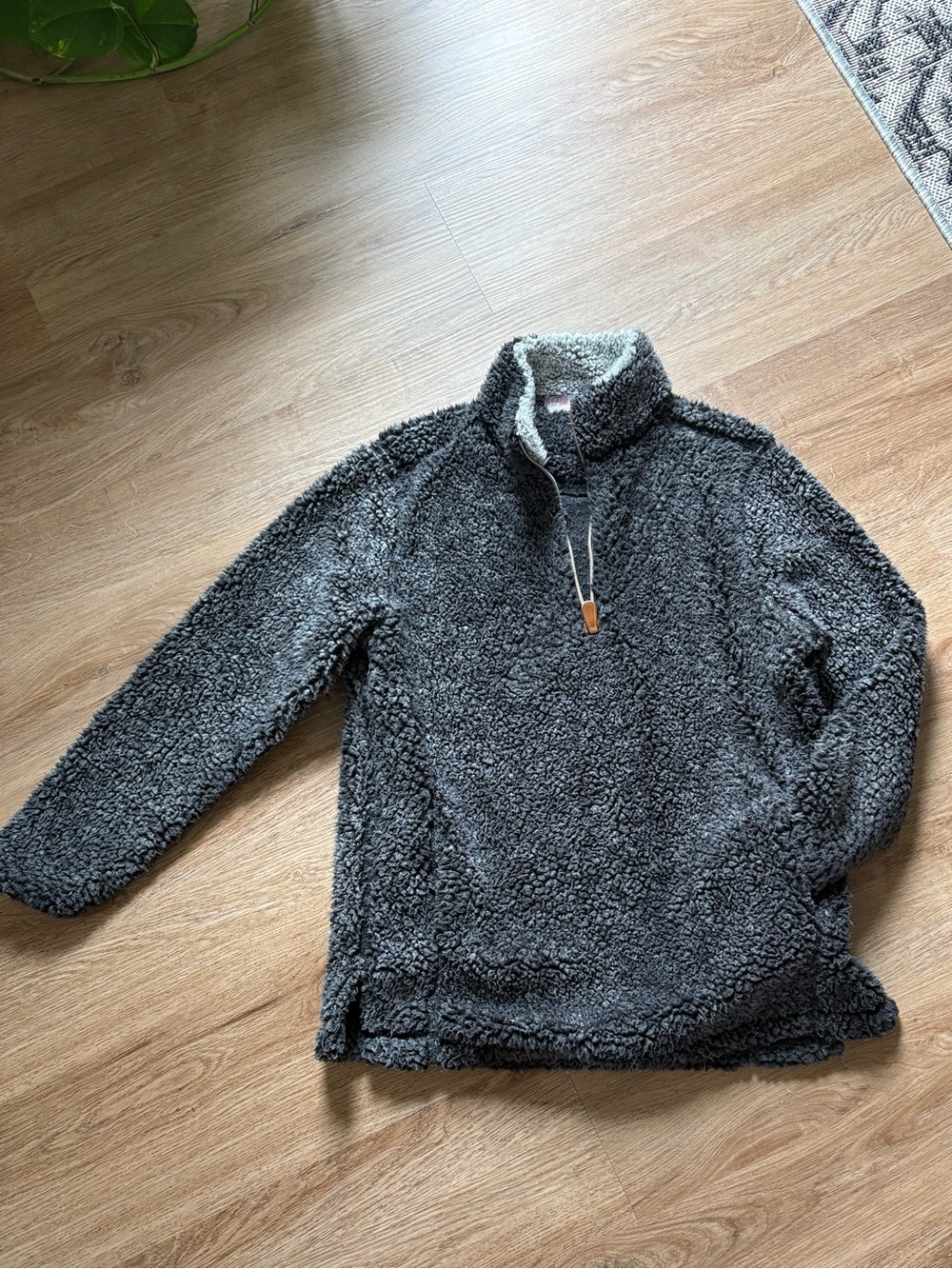 Women’s Charcoal Sherpa Quarter-Zip Pullover Sweater